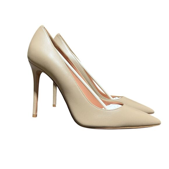 Lita Nude Pointed Toe Stiletto Italian Leather Pumps - Picture 11 of 13